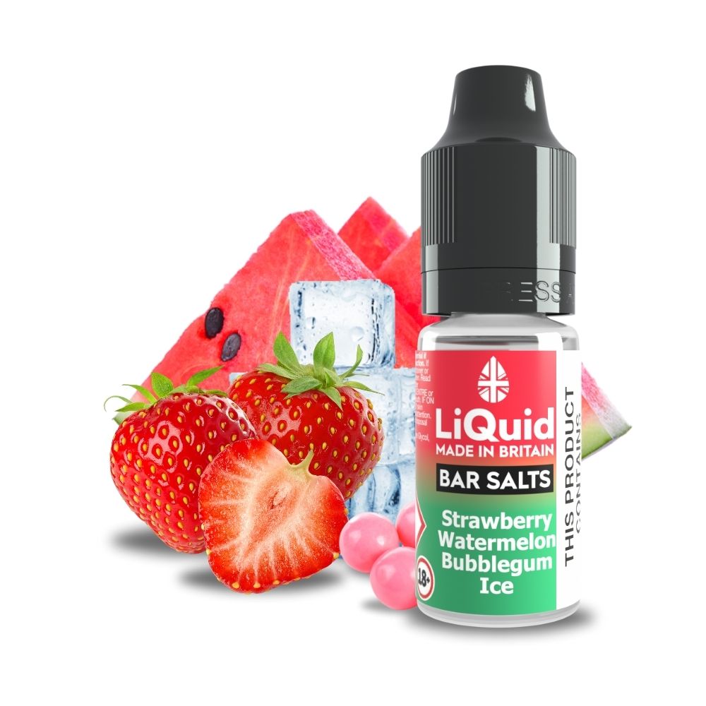 
Strawberry, Watermelon & Bubblegum Ice Bar Salt Vape Juice Nic Salt