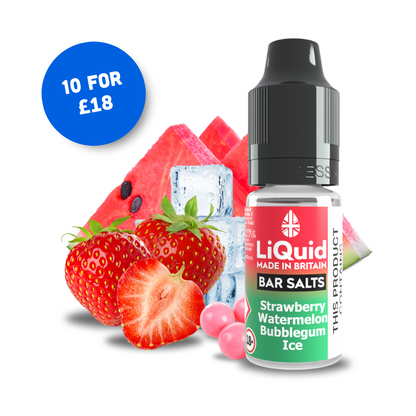 
Strawberry, Watermelon & Bubblegum Ice Bar Salt Vape Juice Nic Salt